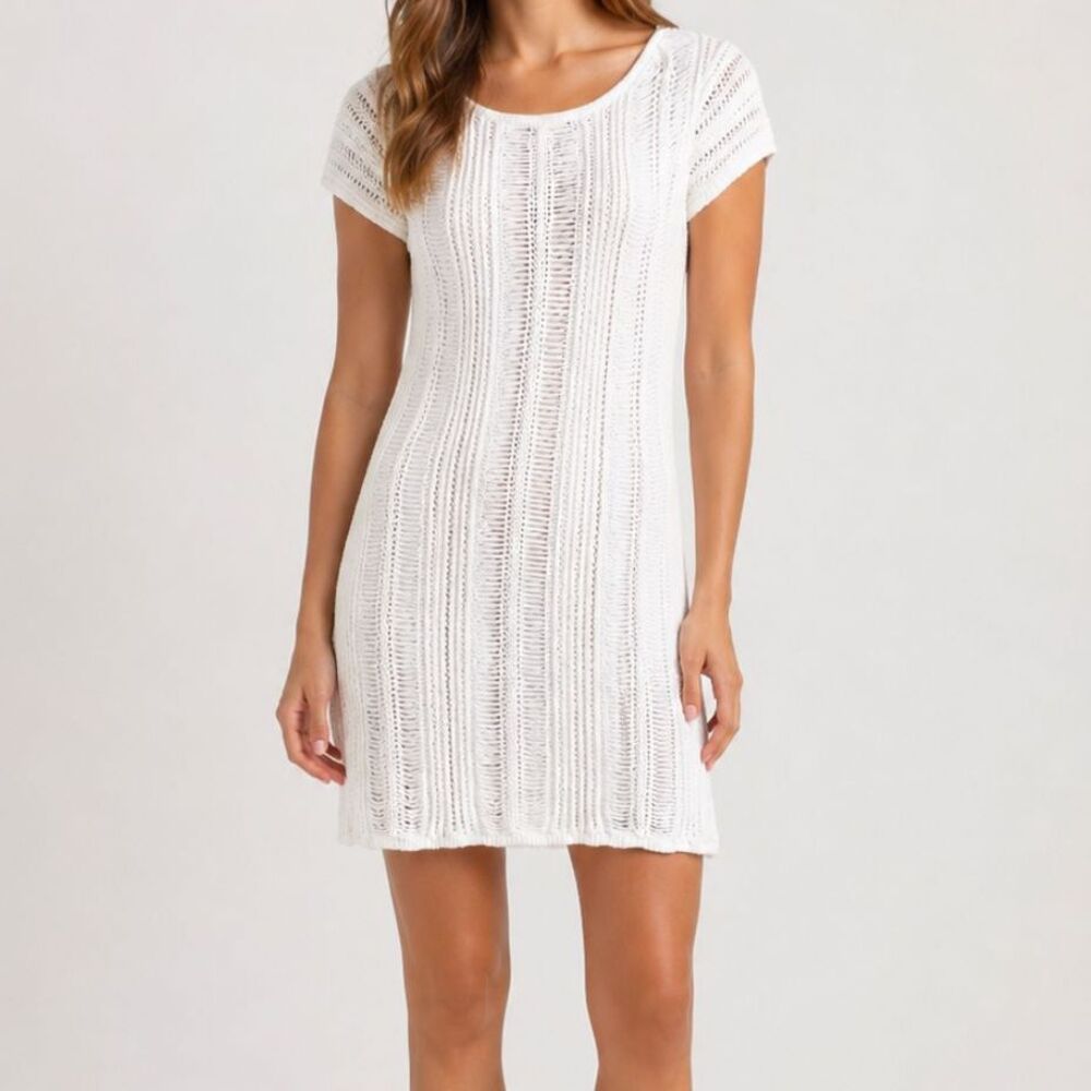 ASOS White Crochet Knit Short Dress Size Small